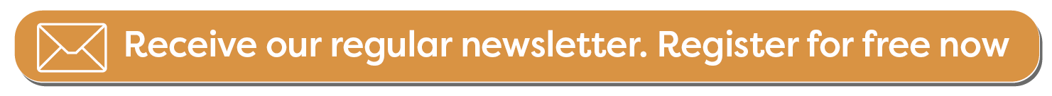 An orange button containing a white email logo and tect that reads 'Receive our regular newsletter. register for free now'