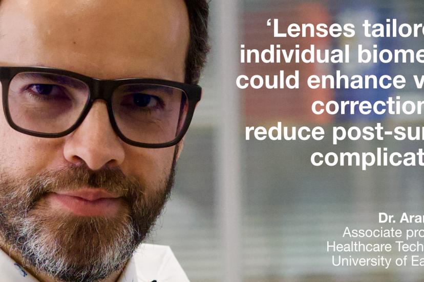 Dr. Aram Saeed, associate professor of healthcare technologies at the University of East Anglia, is part of a team that developed a resin material that can be 3D-printed to form customised intraocular lenses