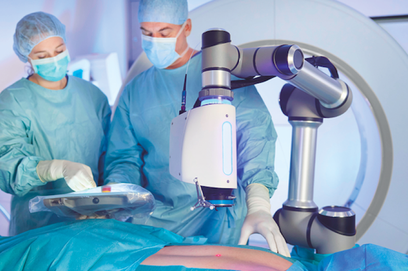 The robotically assisted laser surgery system developed at the Fraunhofer ILT is intended to replace mechanical high-speed milling and minimise surgical risks (Image: Fraunhofer ILT, Aachen, Germany/Ralf Baumgarten)