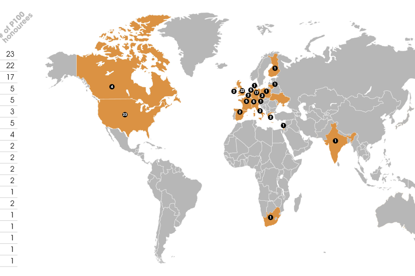 The Photonics100 2025 by country