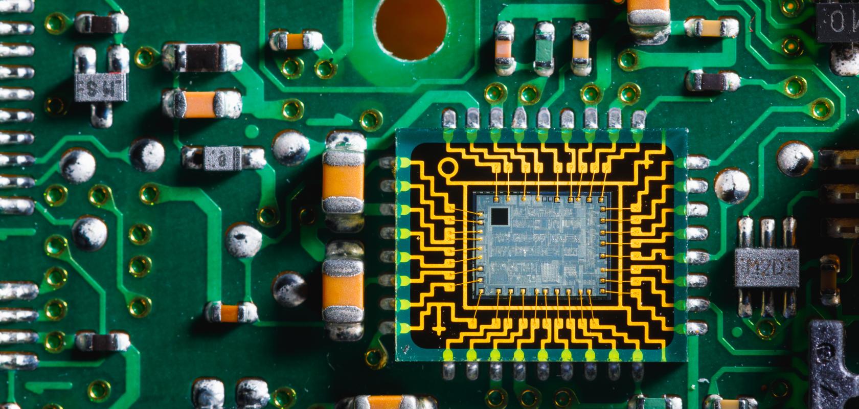 photonic integrated circuit with microarchitecture details. nickytok/shutterstock