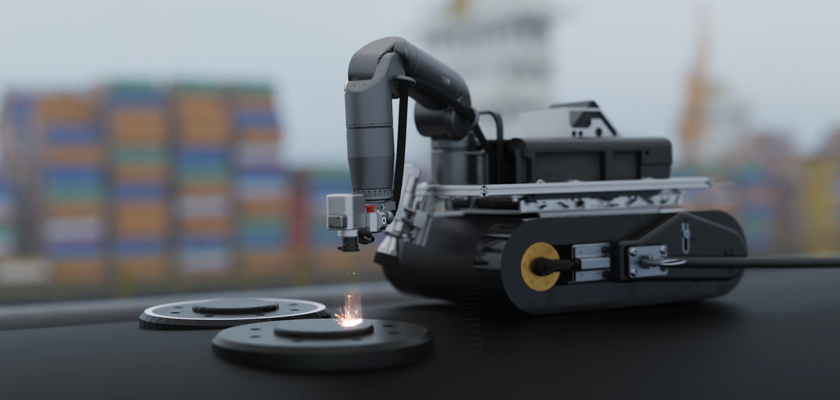 concept animation of laser-cleaning robot