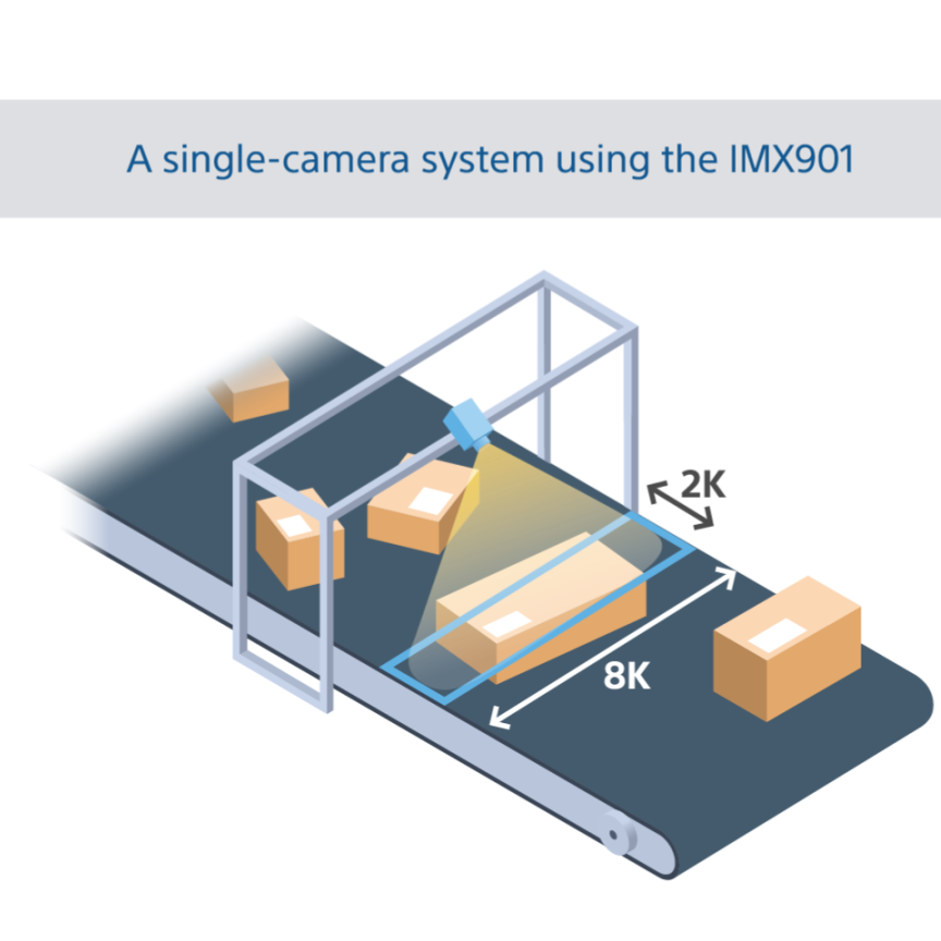 A single wide-angle camera can more effectively and efficiently cover the entire width of a conveyor belt over multiple cameras