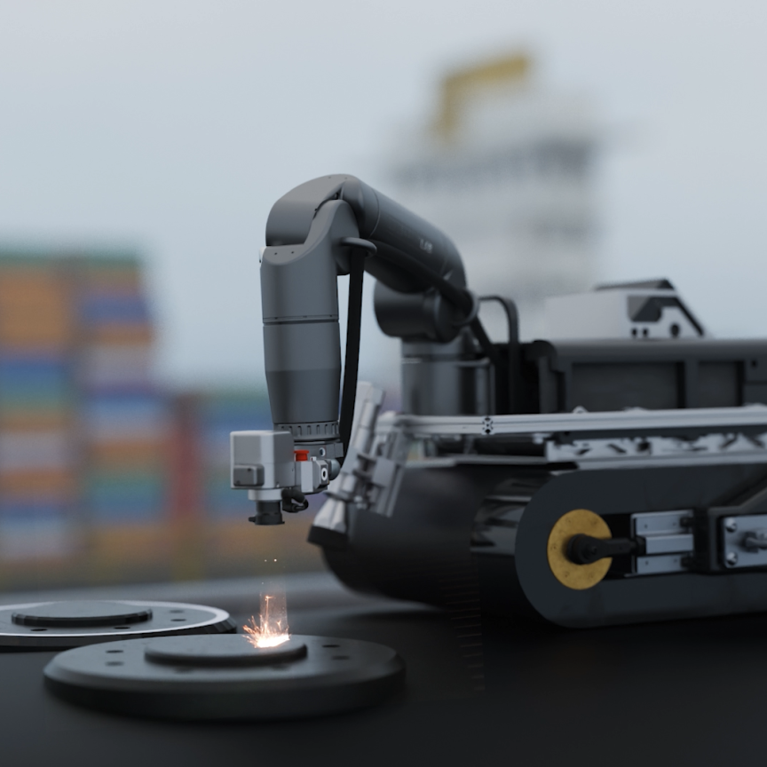 concept animation of laser-cleaning robot