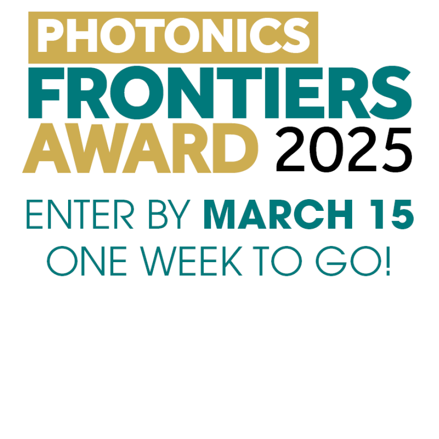 Photonics Frontiers Award last chance to enter